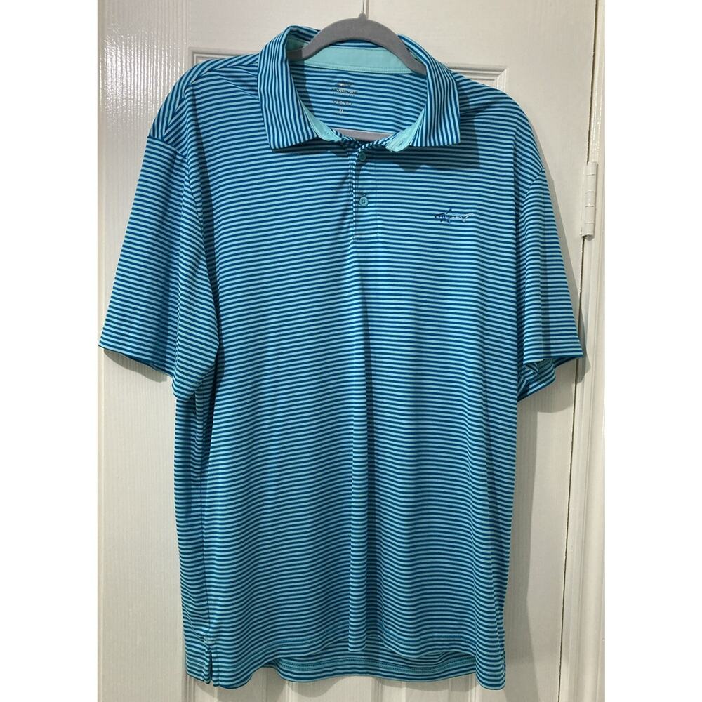 Greg Norman Attack Life Blue Stripe Golf Shirt Polo Shirt Men’s Size XL